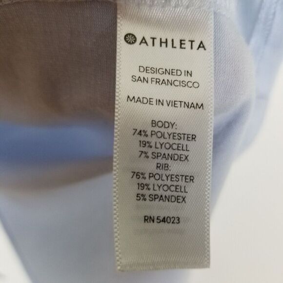 Athleta Essence Semi Fit Long Sleeve Top Sz M  Blue Slit Back Casual Athletic - Picture 6 of 6
